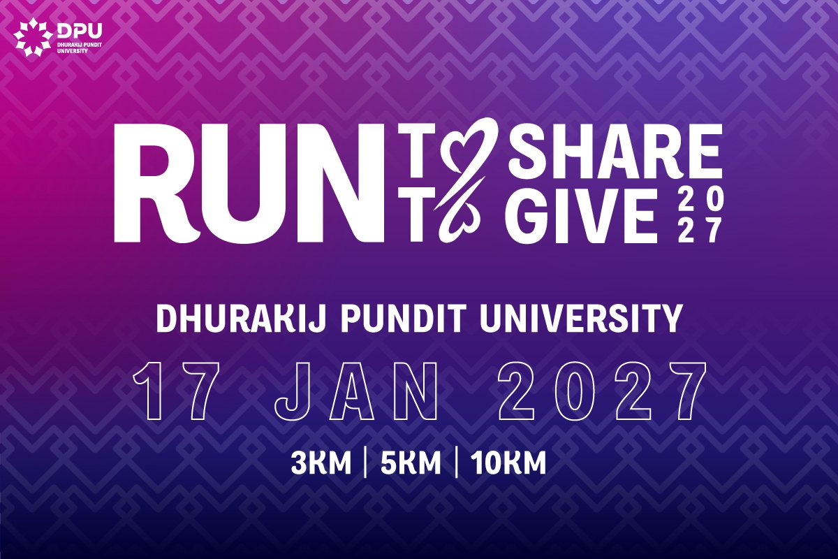 RUN TO SHARE RUN TO GIVE 2027 · Dhurakij Pundit University · 17 JAN 2027 · 3KM | 5KM | 10KM